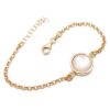 Bracciale catena rolò in argento 925 dorato con centrale in madreperla