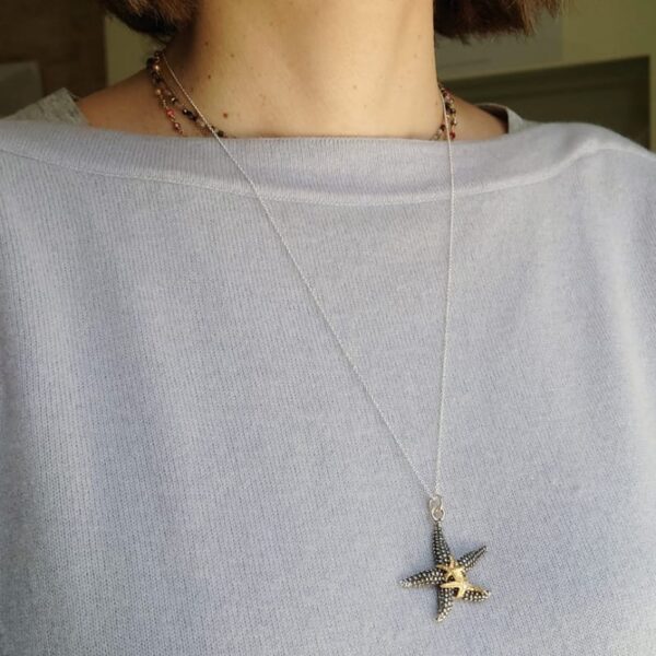 collana con ciondolo a forma di stelle marine in argento 925
