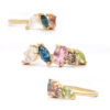 anello in oro satin con 5 pietre preziose colorate