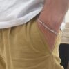 bracciale da uomo in argento brunito con maglia particolare