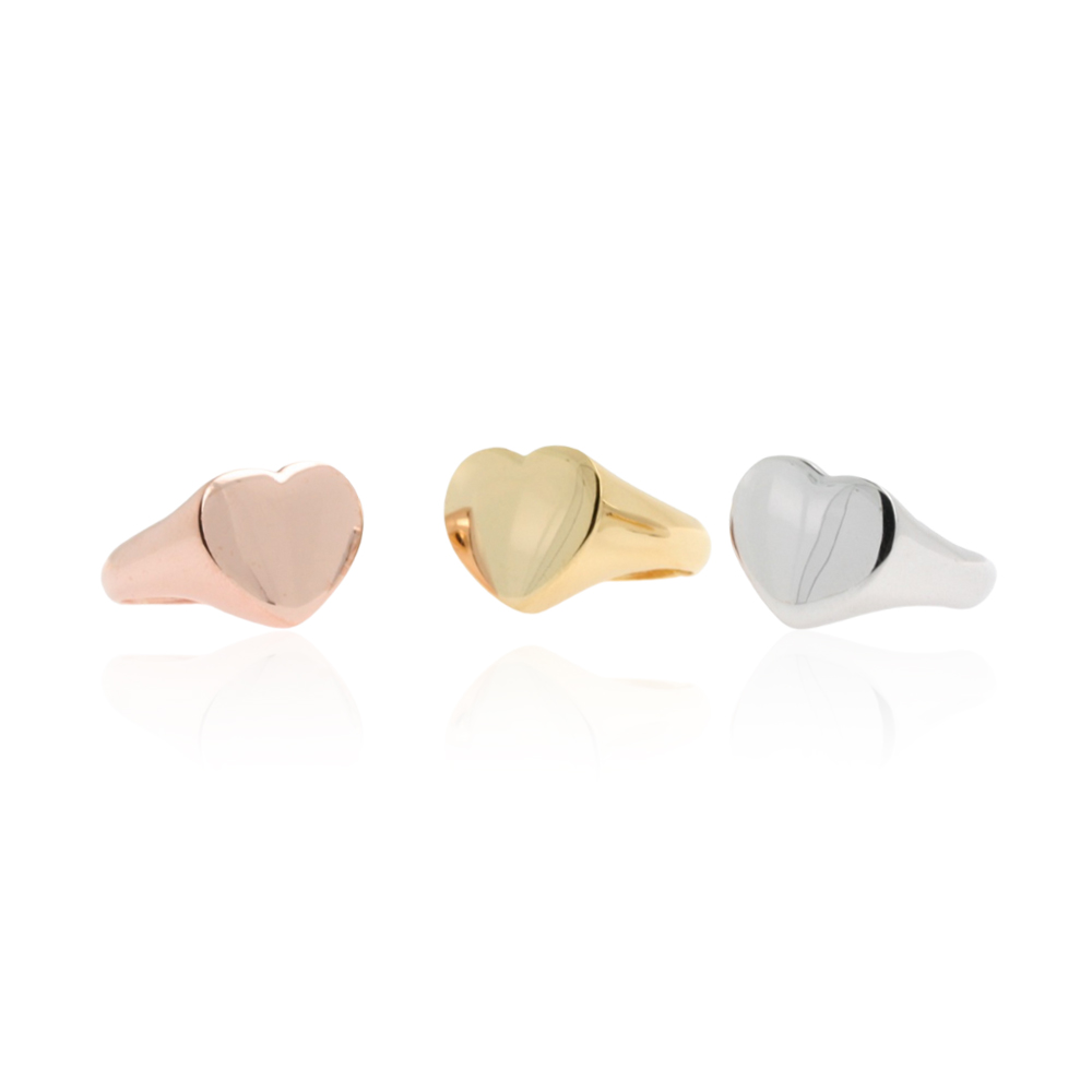 Anello Chevalier Cuore da Mignolo in Argento Rodiato Laboratorio Miccini