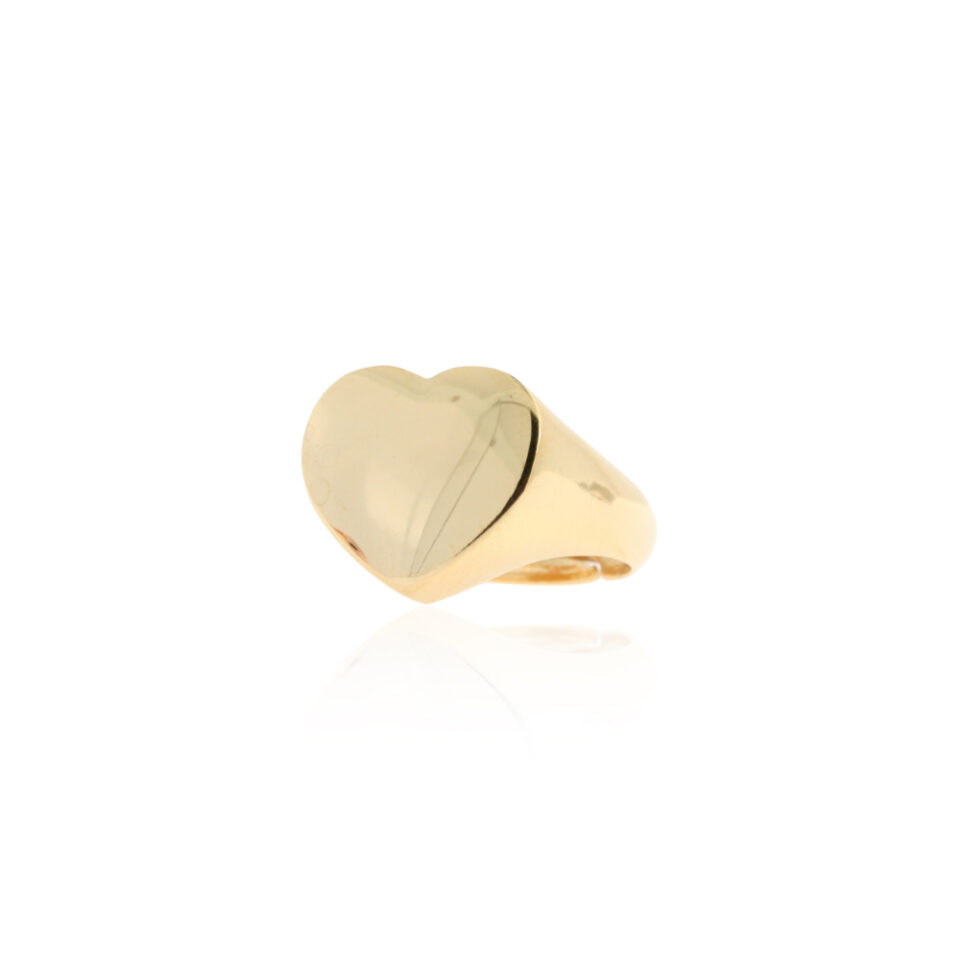 anello chevalier a forma di cuore da mignolo in argento dorato