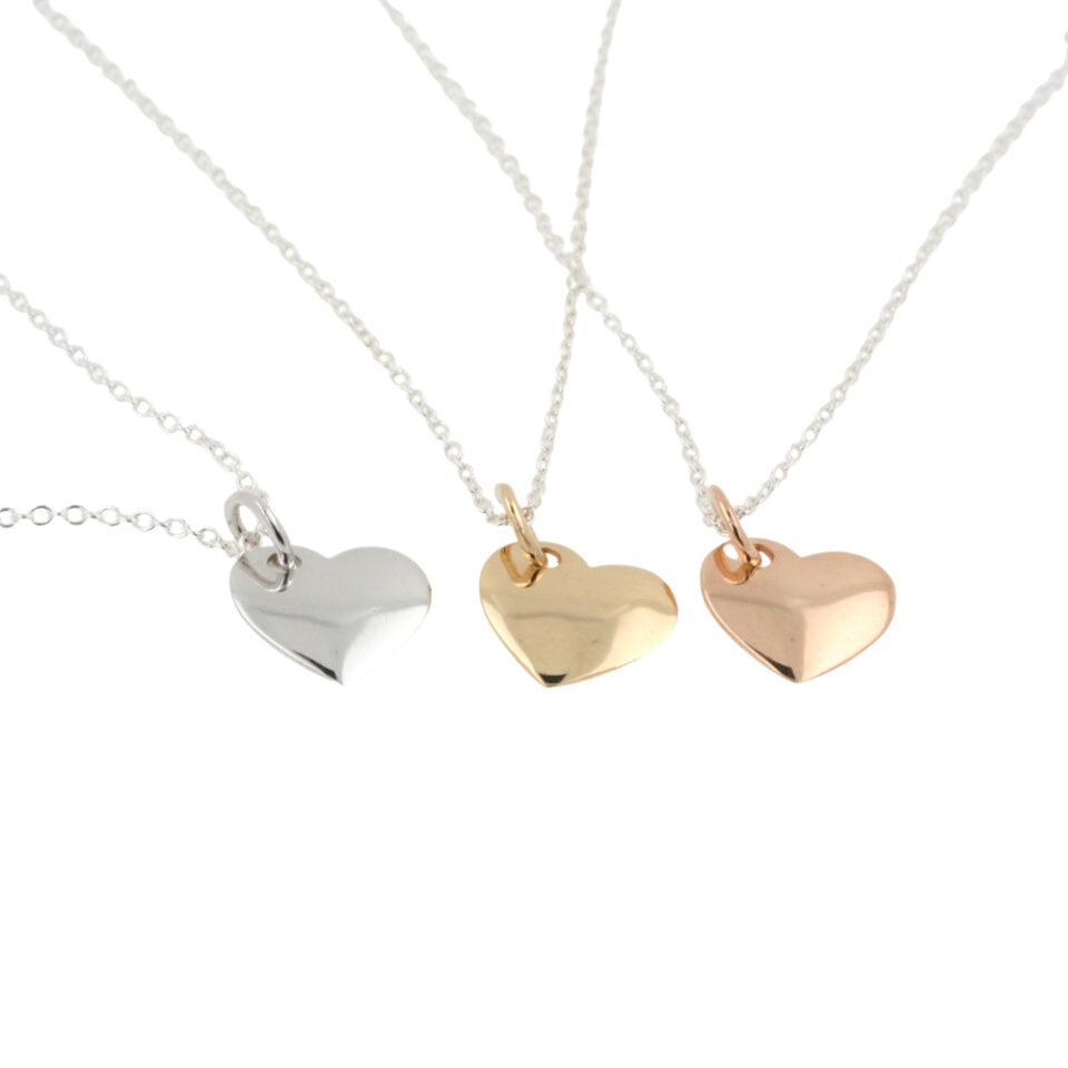 ciondoli in oro con collanina in argento a forma di cuore