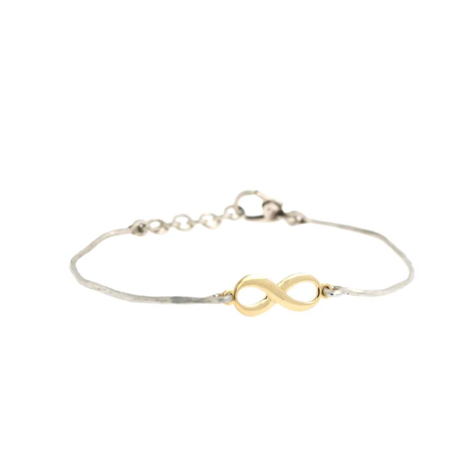 Bracciale in argento 925 da uomo con centrale a forma di simbolo dell'infinito in oro 18 kt