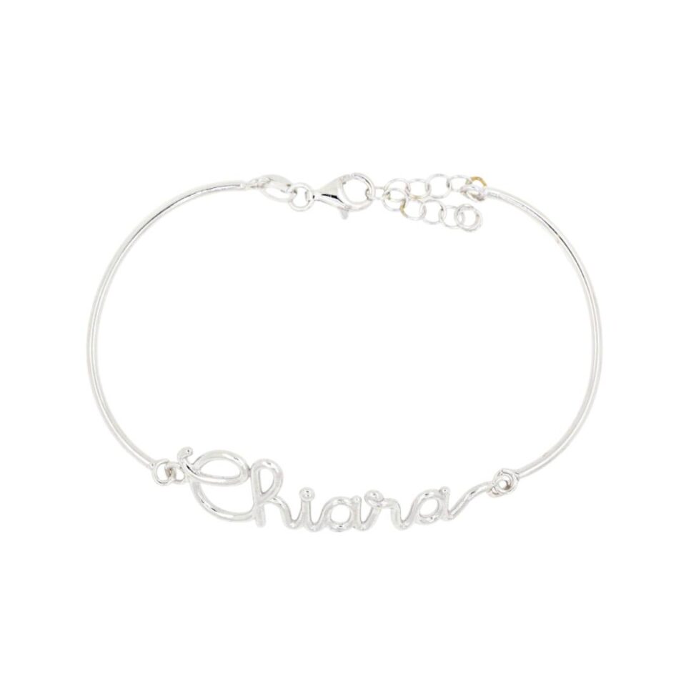 bracciale in argento rodiato fatto a mano con nome