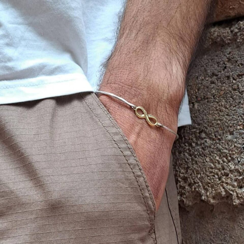 bracciale infinito in oro e argento da uomo