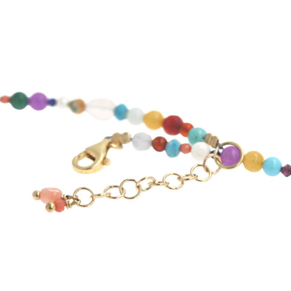 collana in argento dorato e pietre multicolore