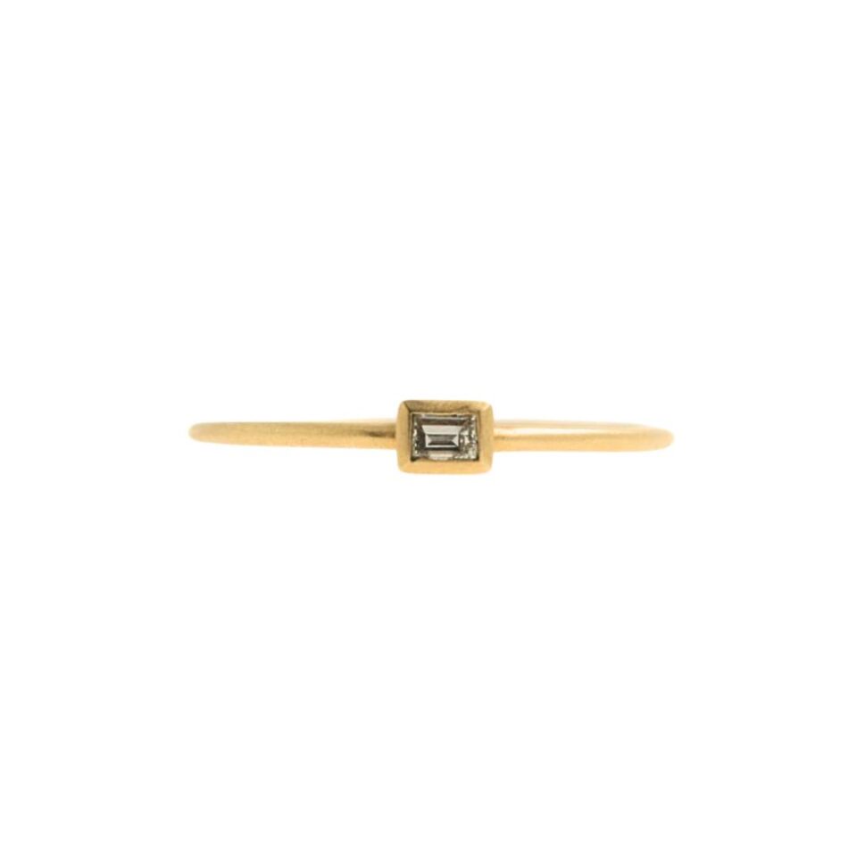 solitario minimal diamante baguette in oro giallo
