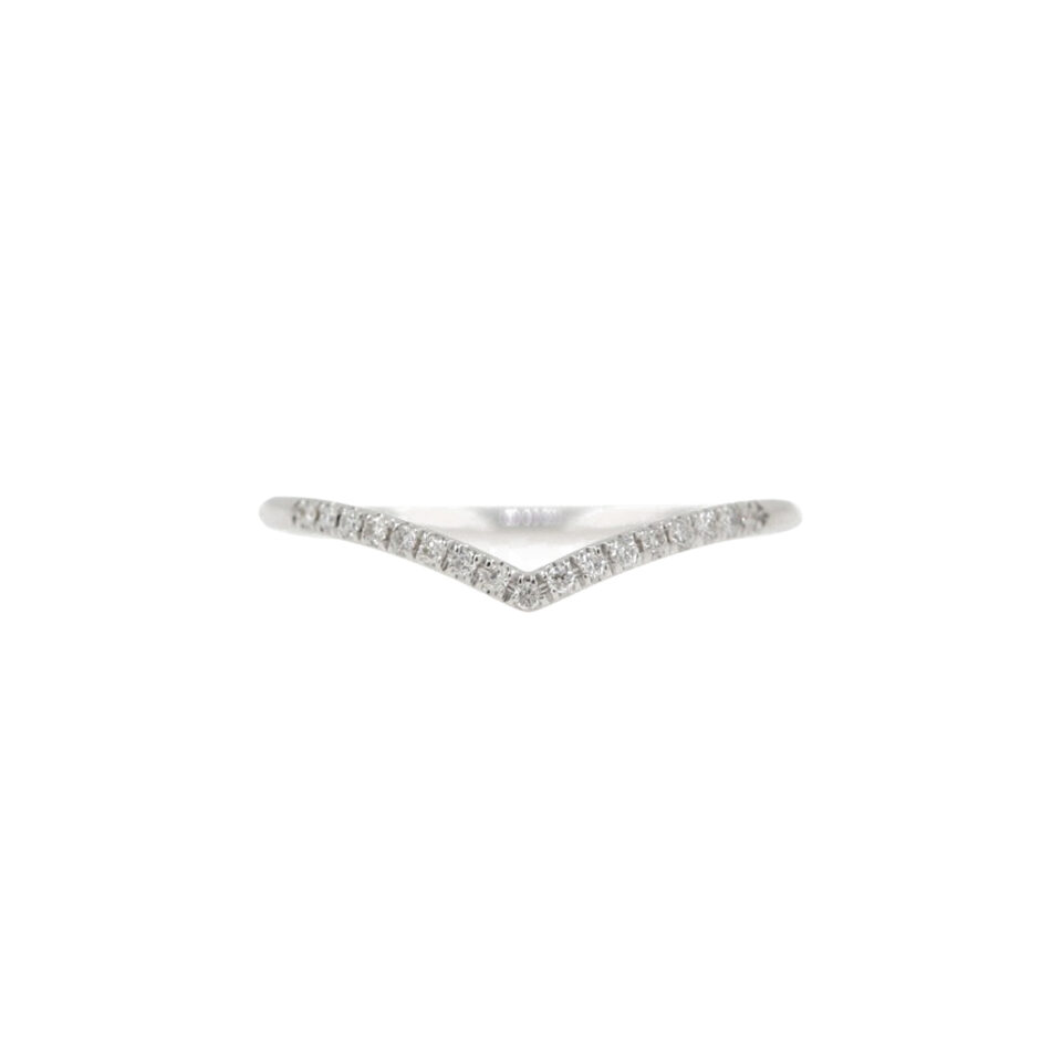 anello a v con diamanti in oro bianco