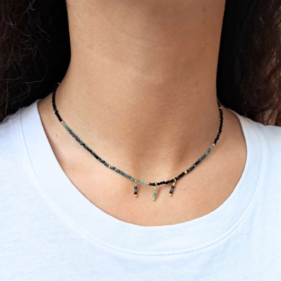 collana di tormaline in argento 925 dorato