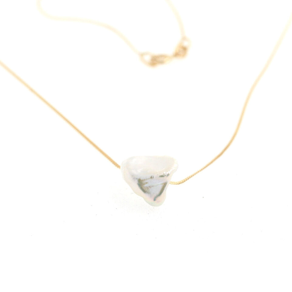 collana in oro giallo e perla keshi