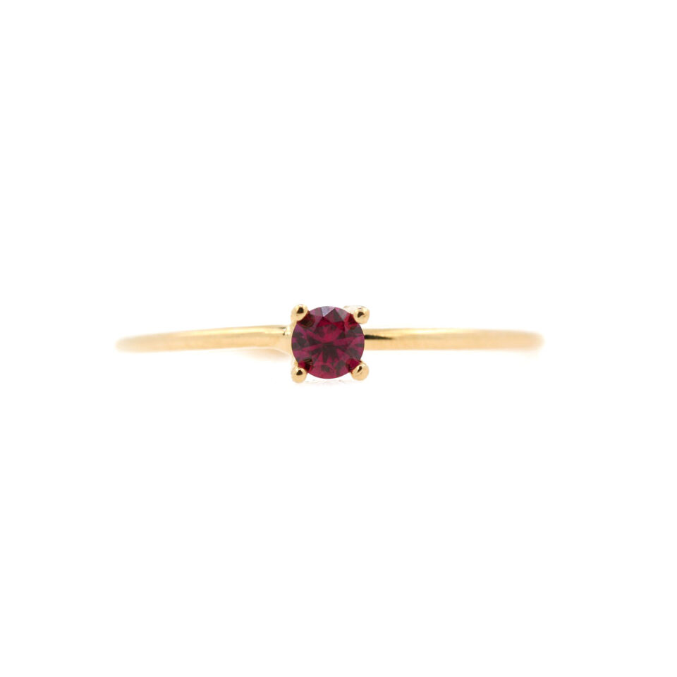 solitario in oro con zircone rosso