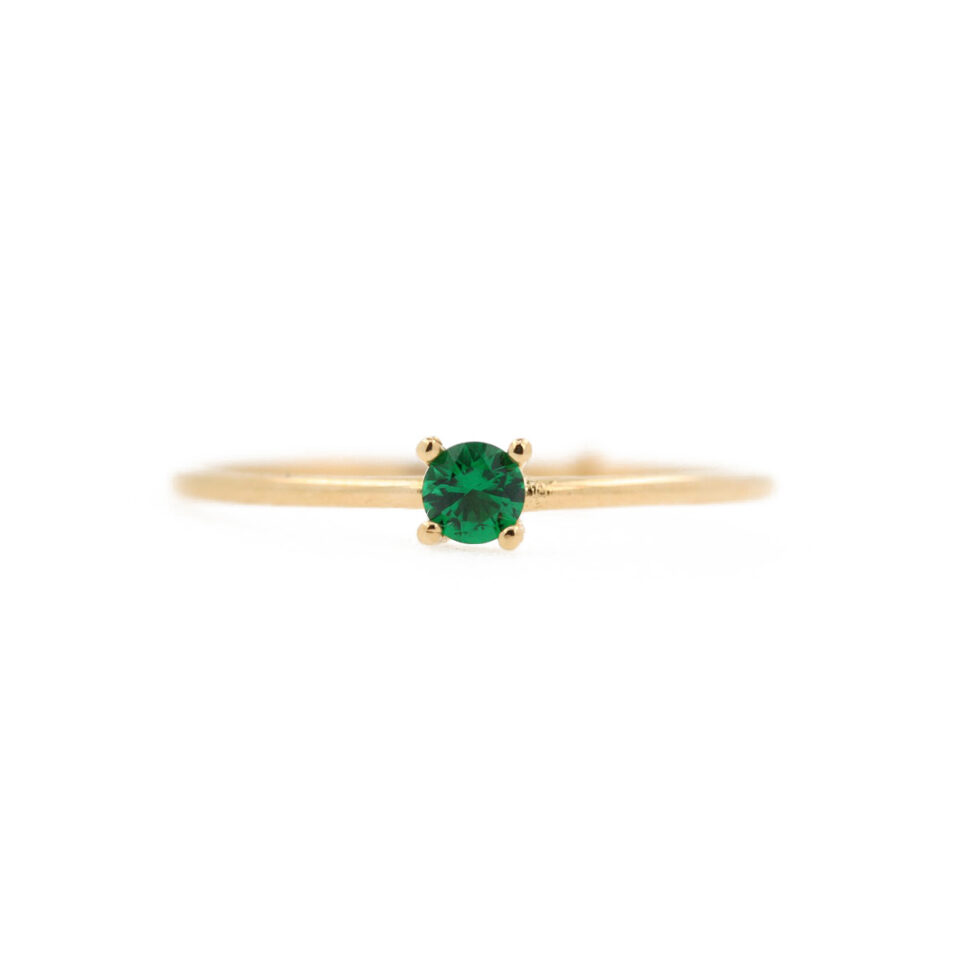 solitario in oro con zircone verde