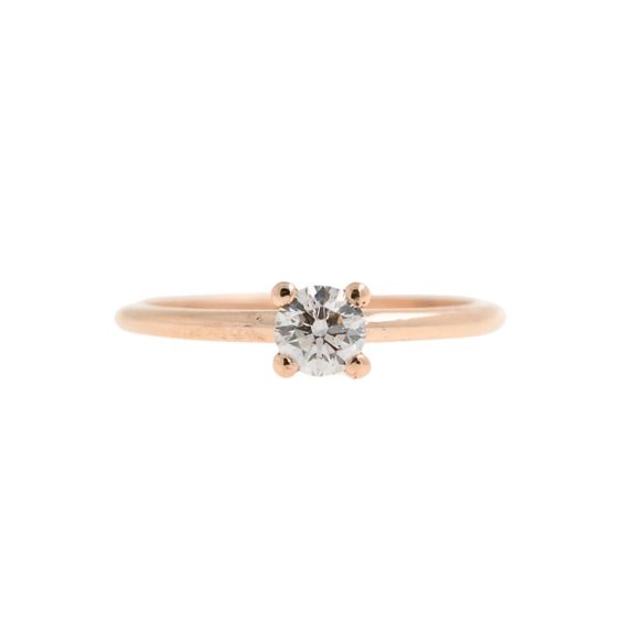 anello solitario in oro rosa con diamante pinkish brown