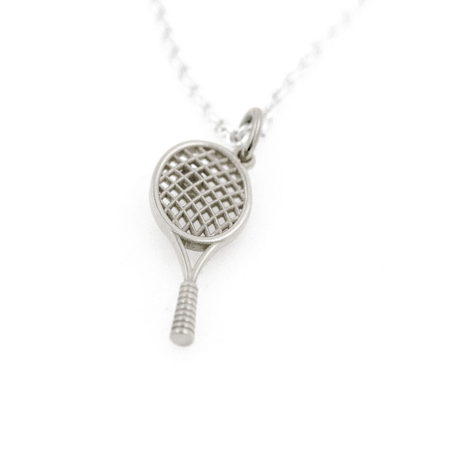 pendente racchetta da tennis in oro bianco