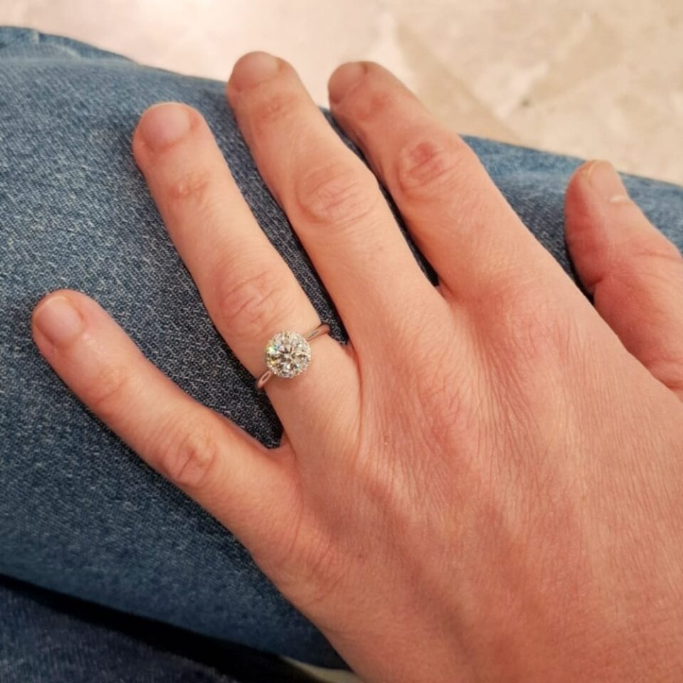 Solitario Halo in Oro Bianco