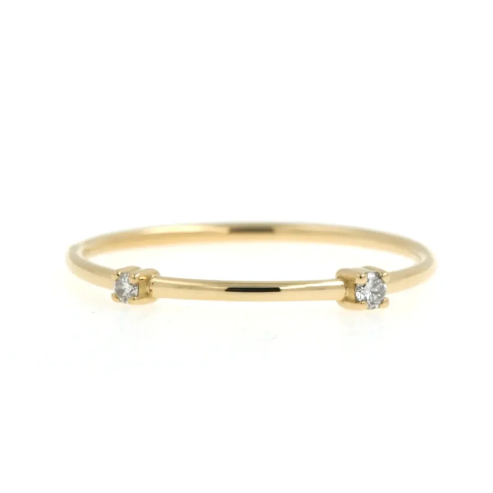 anello con due diamanti naturali in oro giallo