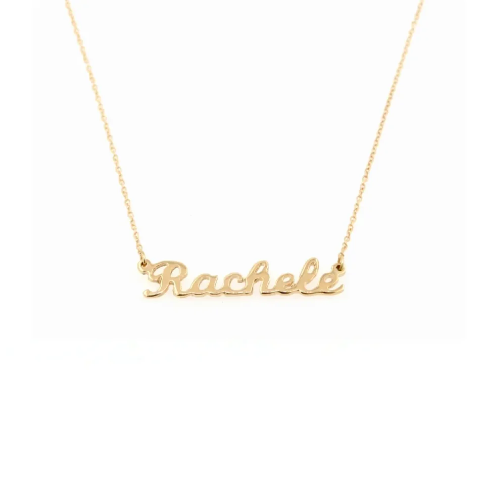 collana in oro con nome piccolo traforato a mano