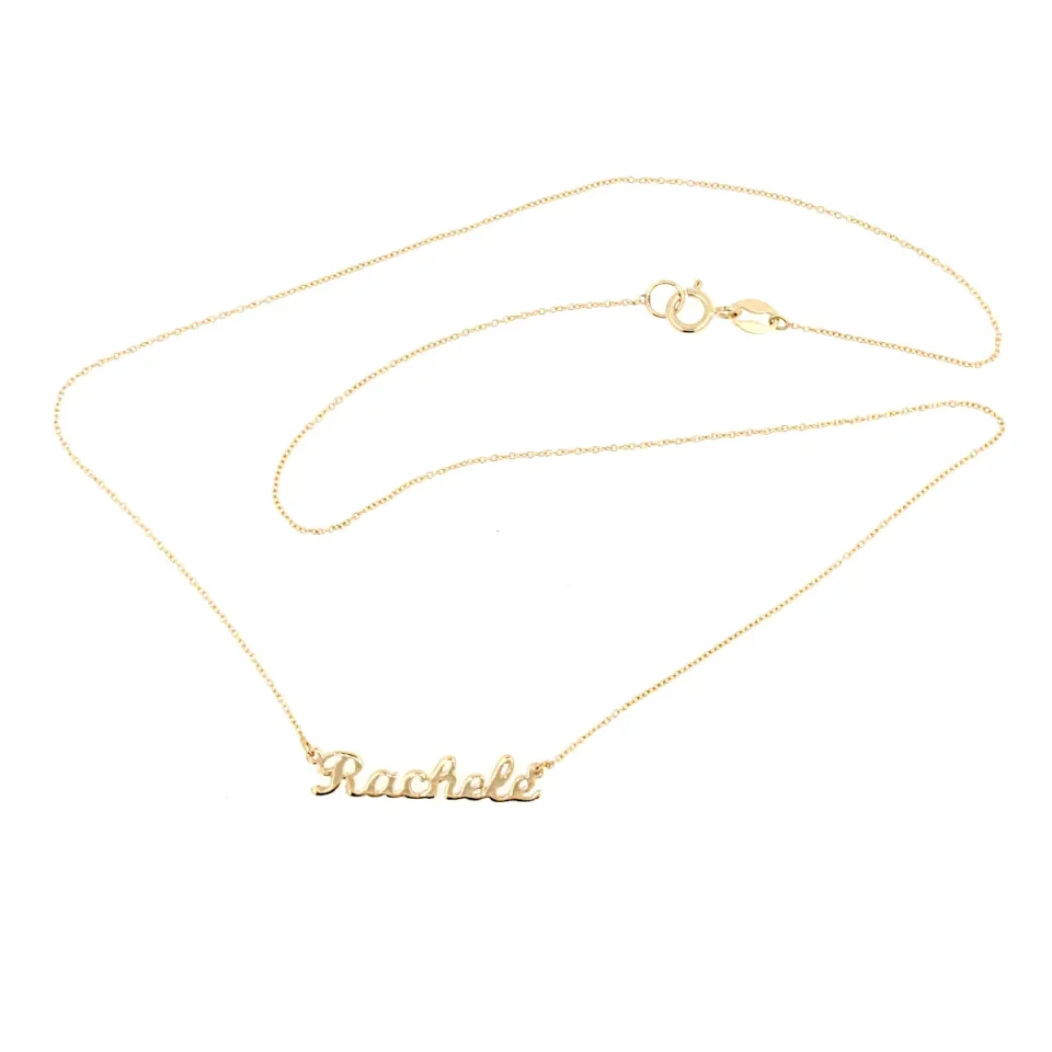 collana in oro con nome traforato a mano