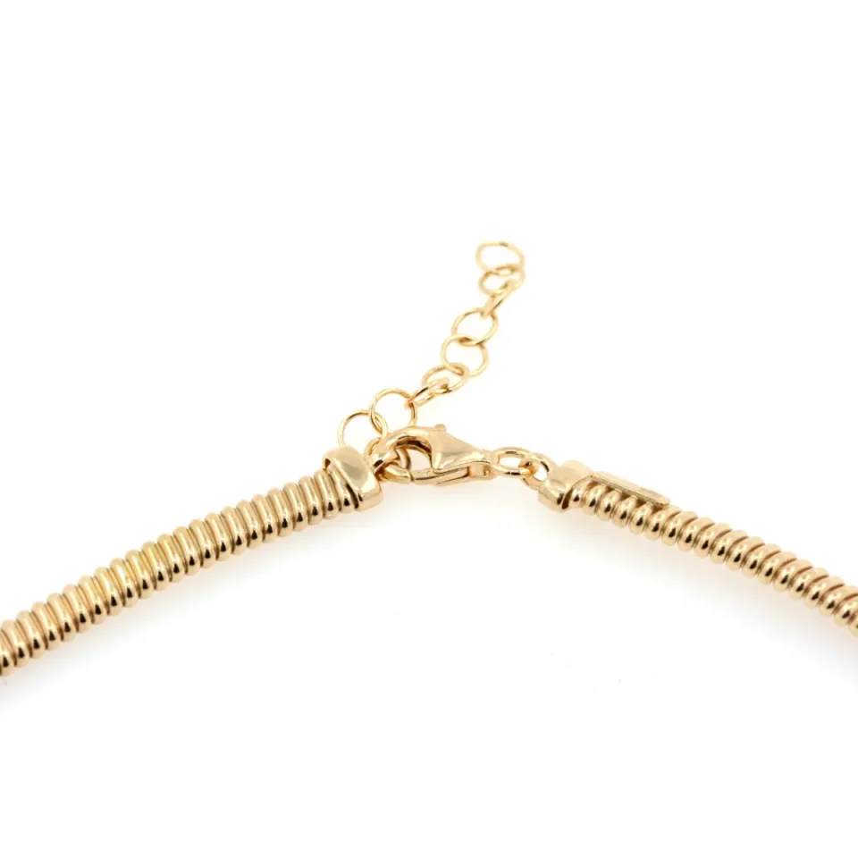 chiusura della collana tubogas in argento dorato