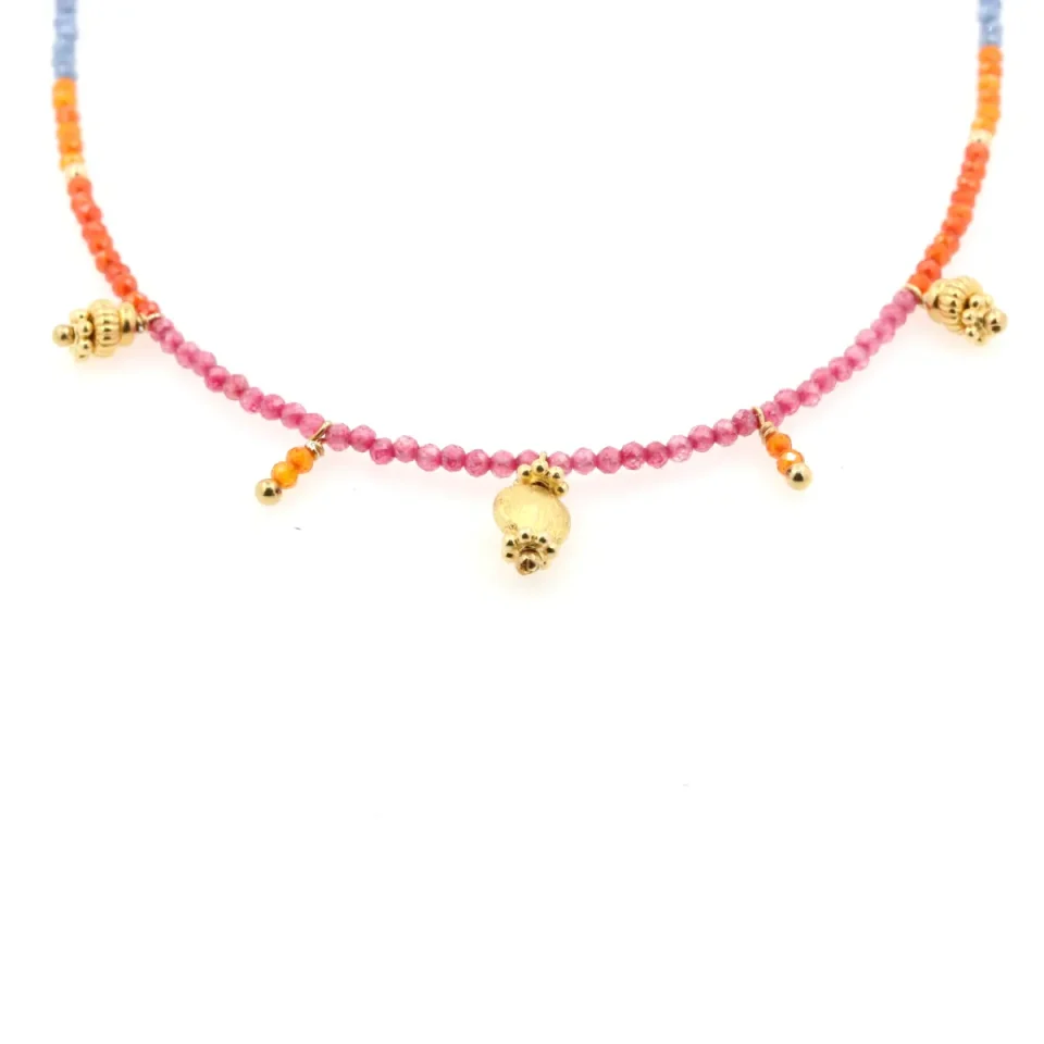 Collana di Zirconi Multicolor con Pendenti boho in argento