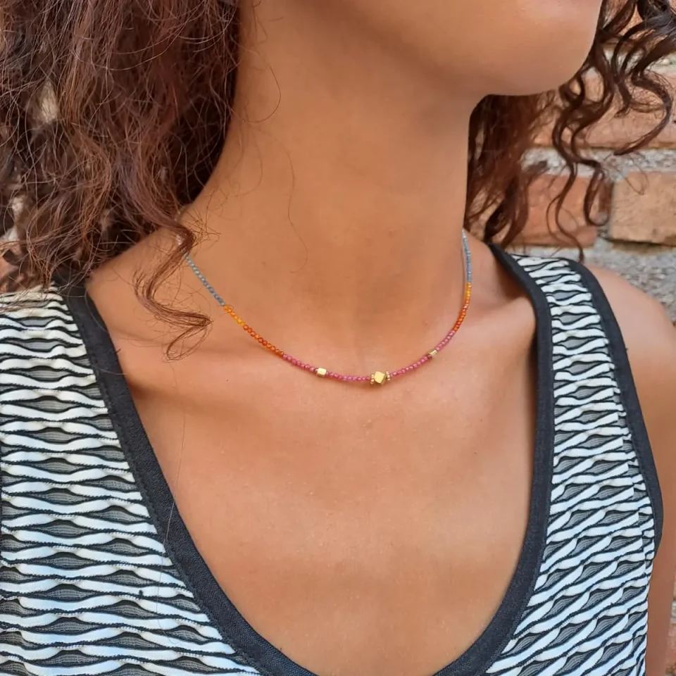 collana di zirconi colorati e argento 925