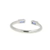 anello aperto in oro bianco con due zaffiri taglio baguette
