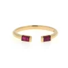 anello aperto con coppia di rubini taglio baguette