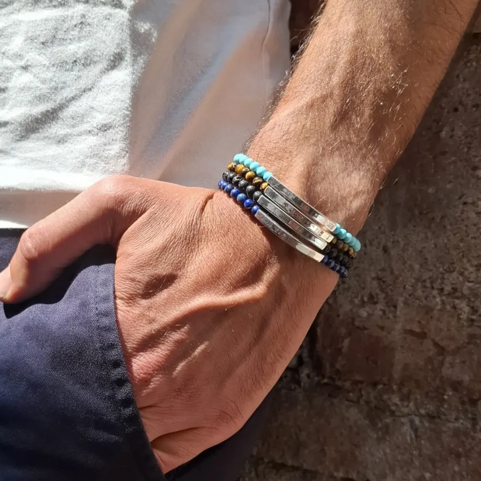 Bracciale personalizzabile in argento e pietre