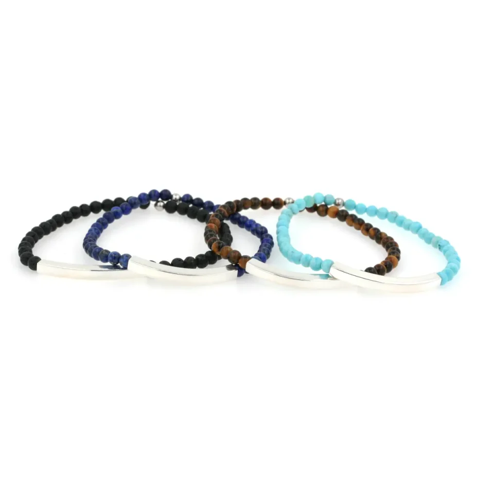 Bracciale personalizzabile in argento e pietre naturali
