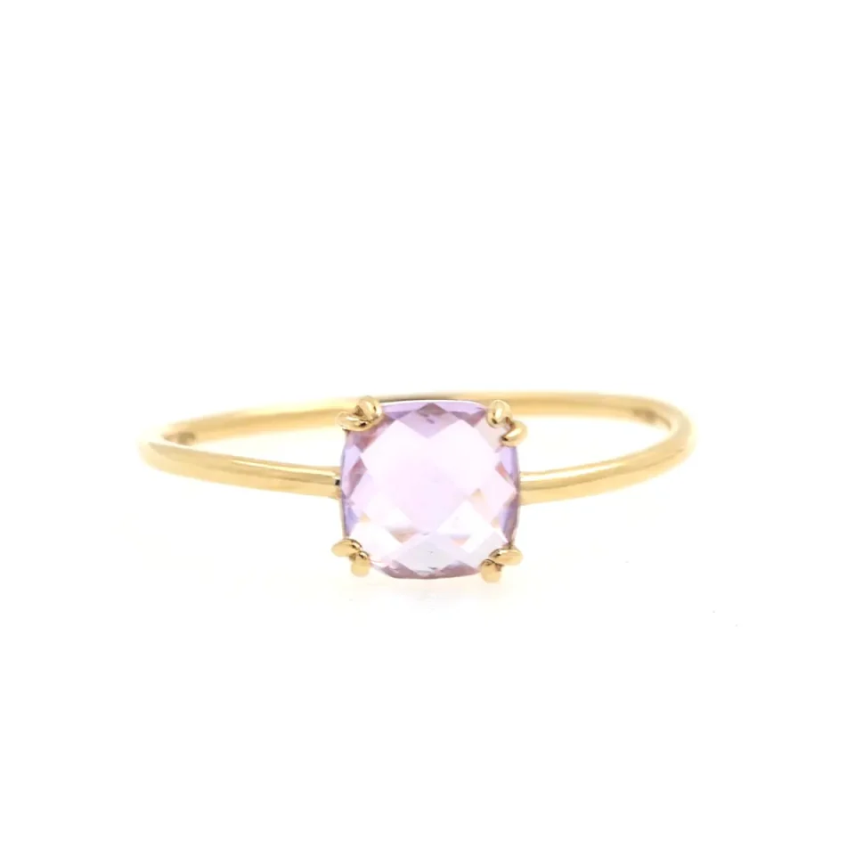 anello in oro con cristallo viola