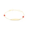 bracciale da neonato o battesimo in oro giallo con perle di corallo naturale