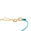 bracciale con piastrina personalizzabile in oro e cordino cerato azzurro