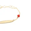 bracciale da neonato o battesimo in oro giallo e coralli con piastrina da incidere