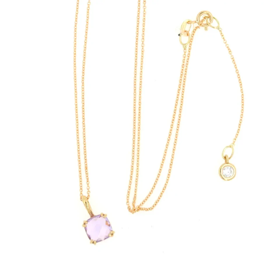 collana in oro con cristallo pendente viola